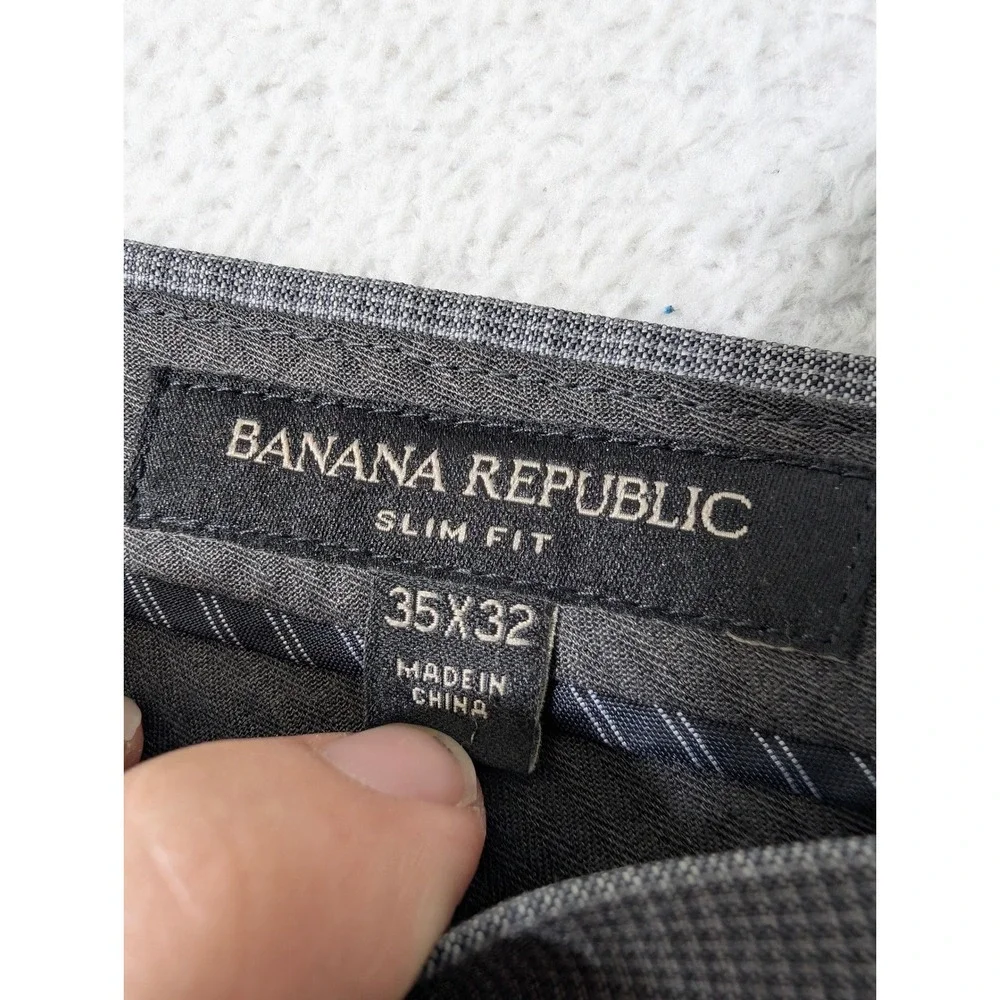 Banana Republic‎ Dress Pants Mens 35/32 Grey Slim Fit Tollegno 1900 Wool